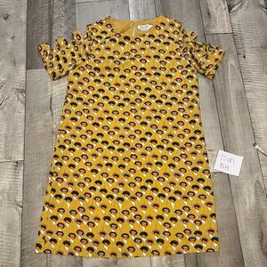 Molly Braken Retro Mod lined floral dress w/ short cut out out sleeves BH